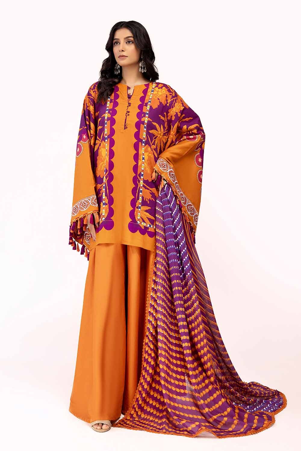 Gul Ahmed | Winter Collection 24 | Cotton Net Dupatta CD-42008 by Gul Ahmed - Designer Dress - Type: Ladies Clothes - Available at Libayah - 100% Original