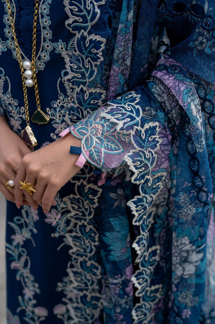 Aabyaan | Saagar Luxury Lawn 25 | AZURA (AS-03) by Aabyaan - Designer Dress - Type: Ladies Clothes - Available at Libayah - 100% Original