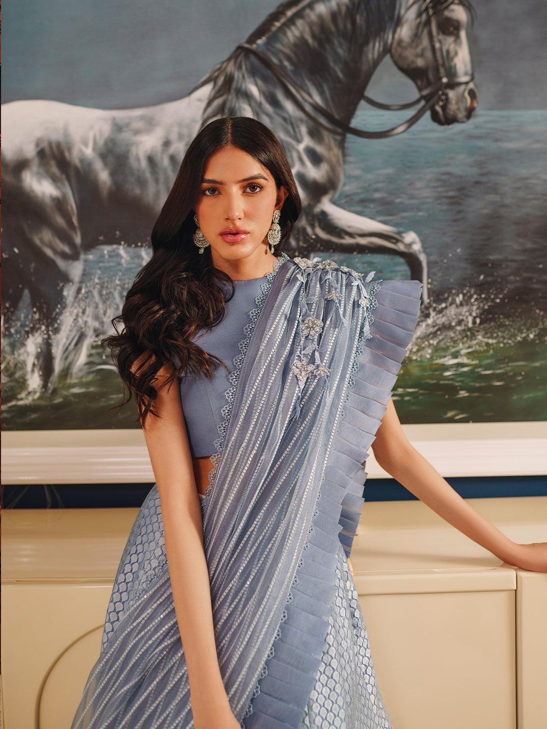 Amroz Atelier | Reveur Formals | Celestial Blue by Libayah - Designer Dress - Type: Formal - Available at Libayah - 100% Original