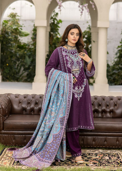 Meem | Winter Collection | PURPLE (KHADDAR) by Meem - Designer Dress - Type: Ladies Clothes - Available at Libayah - 100% Original