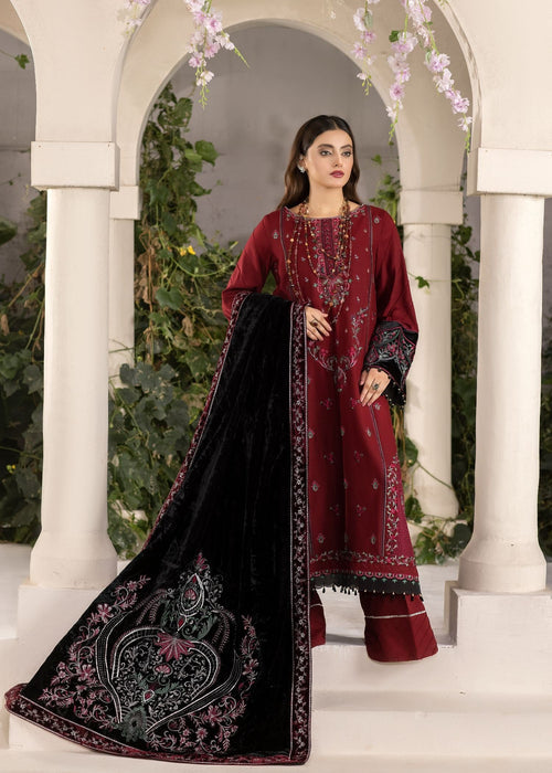 Meem | Winter Collection | MAROON (LINEN) by Meem - Designer Dress - Type: Ladies Clothes - Available at Libayah - 100% Original