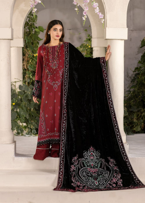 Meem | Winter Collection | MAROON (LINEN) by Meem - Designer Dress - Type: Ladies Clothes - Available at Libayah - 100% Original