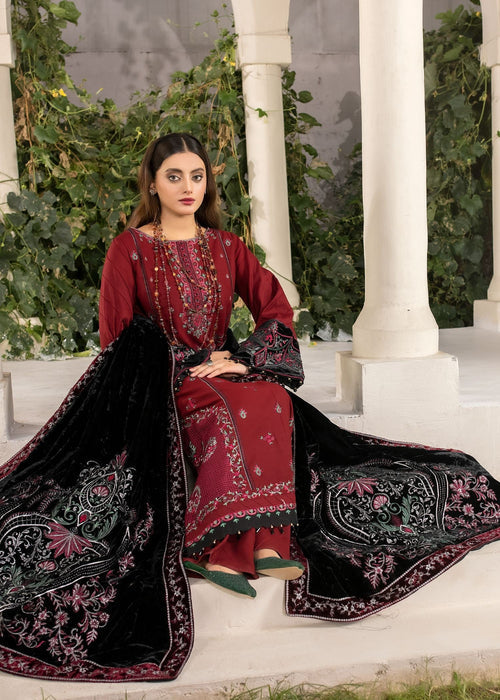 Meem | Winter Collection | MAROON (LINEN) by Meem - Designer Dress - Type: Ladies Clothes - Available at Libayah - 100% Original