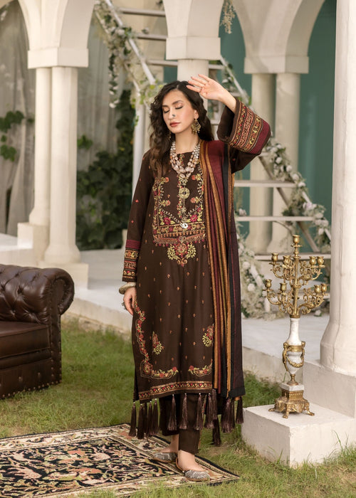Meem | Winter Collection | BROWN (LINEN) by Meem - Designer Dress - Type: Ladies Clothes - Available at Libayah - 100% Original