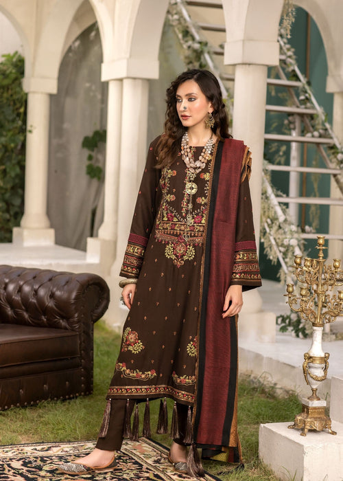 Meem | Winter Collection | BROWN (LINEN) by Meem - Designer Dress - Type: Ladies Clothes - Available at Libayah - 100% Original