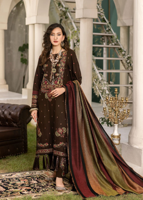Meem | Winter Collection | BROWN (LINEN) by Meem - Designer Dress - Type: Ladies Clothes - Available at Libayah - 100% Original