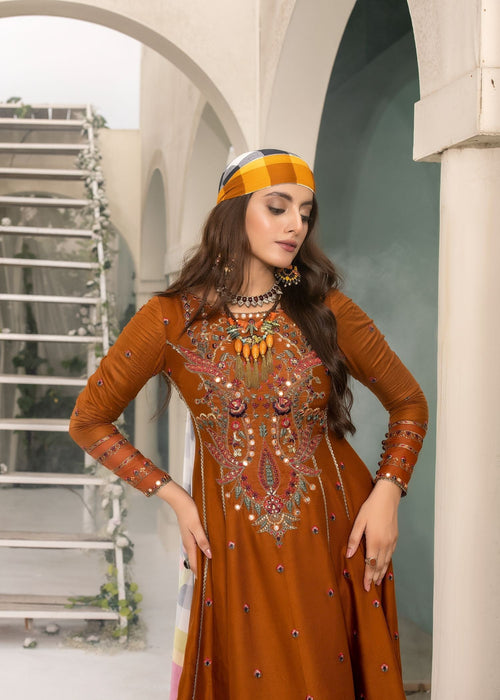 Meem | Winter Collection | RUST (LINEN) by Meem - Designer Dress - Type: Ladies Clothes - Available at Libayah - 100% Original