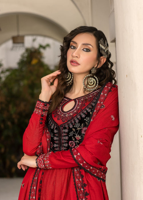 Meem | Winter Collection | RED (KARANDI) by Meem - Designer Dress - Type: Ladies Clothes - Available at Libayah - 100% Original