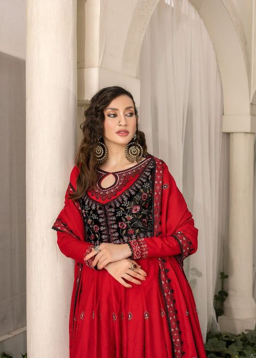 Meem | Winter Collection | RED (KARANDI) by Meem - Designer Dress - Type: Ladies Clothes - Available at Libayah - 100% Original