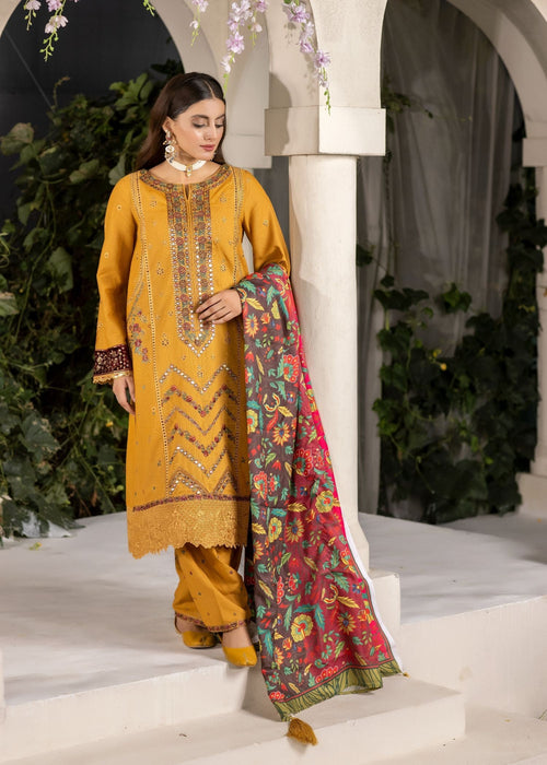 Meem | Winter Collection | MUSTARD (KHADDAR) by Meem - Designer Dress - Type: Ladies Clothes - Available at Libayah - 100% Original