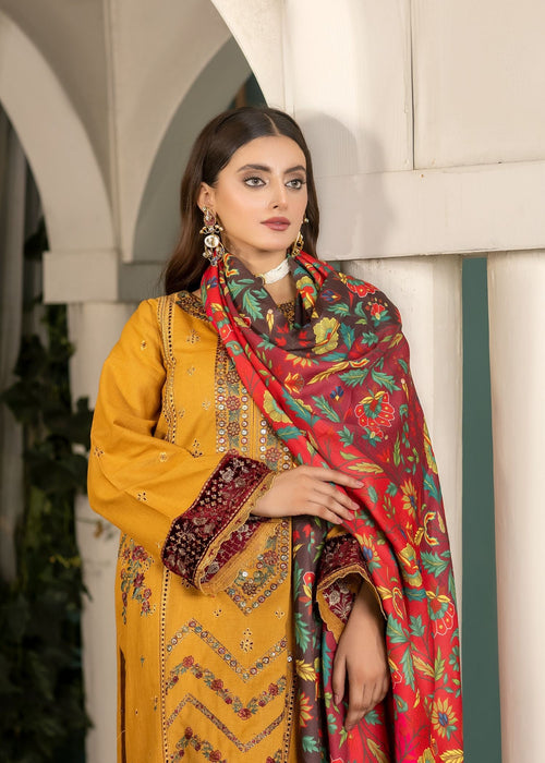 Meem | Winter Collection | MUSTARD (KHADDAR) by Meem - Designer Dress - Type: Ladies Clothes - Available at Libayah - 100% Original