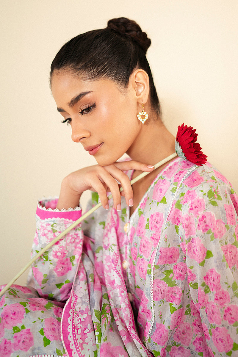 Cross Stitch | Daily Lawn 24 | FLORAL WIND-3 PIECE LAWN SUIT by Cross Stitch - Designer Dress - Type: Ladies Clothes - Available at Libayah - 100% Original
