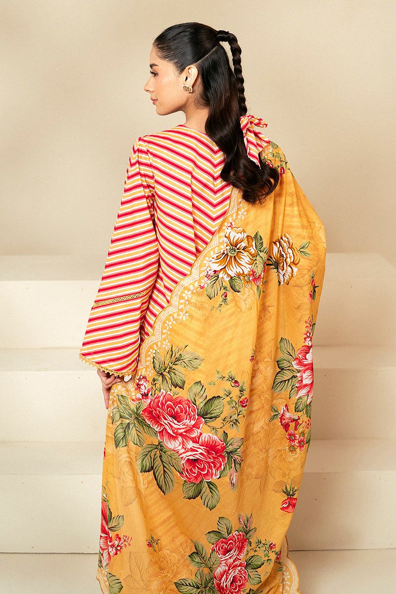 Cross Stitch | Daily Lawn 24 | GOLDEN ROSADO-3 PIECE LAWN SUIT by Cross Stitch - Designer Dress - Type: Ladies Clothes - Available at Libayah - 100% Original