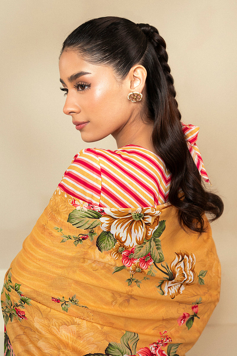 Cross Stitch | Daily Lawn 24 | GOLDEN ROSADO-3 PIECE LAWN SUIT by Cross Stitch - Designer Dress - Type: Ladies Clothes - Available at Libayah - 100% Original