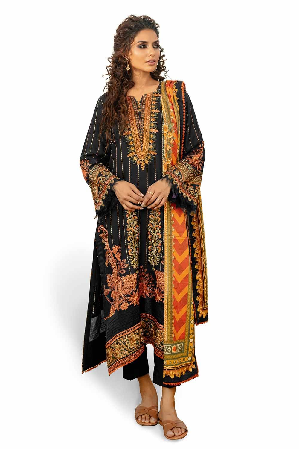 Gul Ahmed | Winter Collection 24 | Cotail Suit with Printed Twill Cotton Linen Dupatta CV-32015 by Gul Ahmed - Designer Dress - Type: Ladies Clothes - Available at Libayah - 100% Original