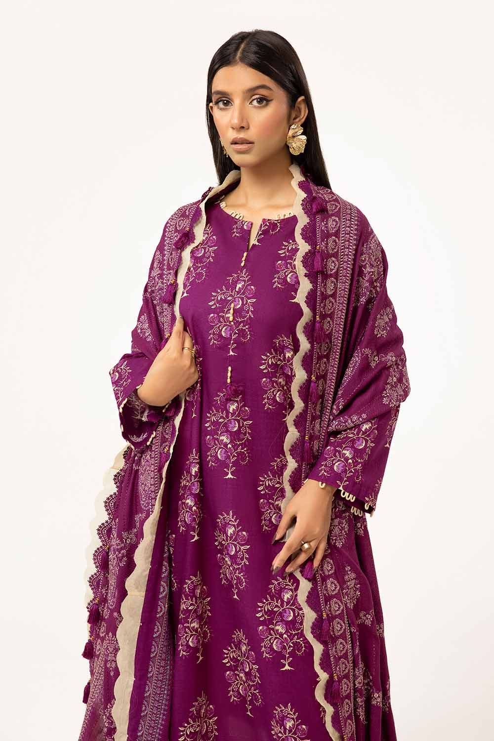 Gul Ahmed | Winter Collection 24 | Twill Cotton Linen Dupatta CV-42010 by Gul Ahmed - Designer Dress - Type: Ladies Clothes - Available at Libayah - 100% Original