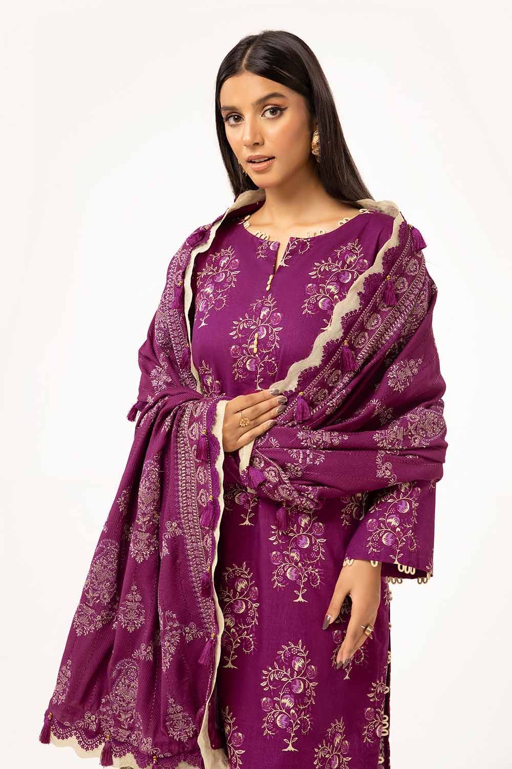Gul Ahmed | Winter Collection 24 | Twill Cotton Linen Dupatta CV-42010 by Gul Ahmed - Designer Dress - Type: Ladies Clothes - Available at Libayah - 100% Original