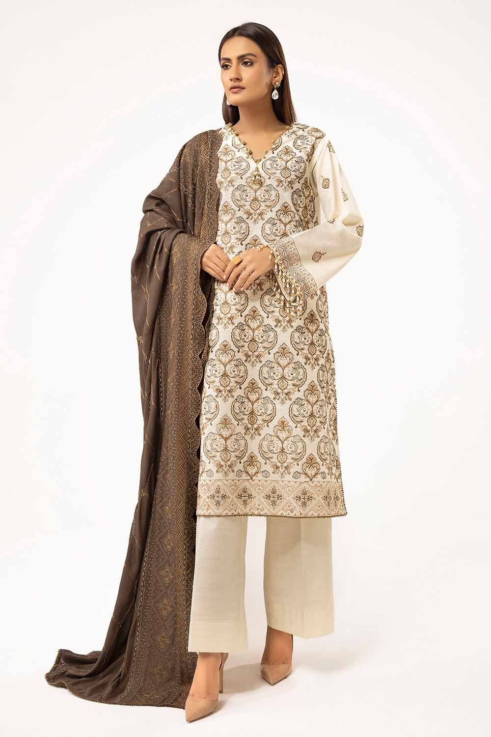 Gul Ahmed | Winter Collection 24 | Twill Cotton Linen Dupatta CV-42011 by Gul Ahmed - Designer Dress - Type: Ladies Clothes - Available at Libayah - 100% Original