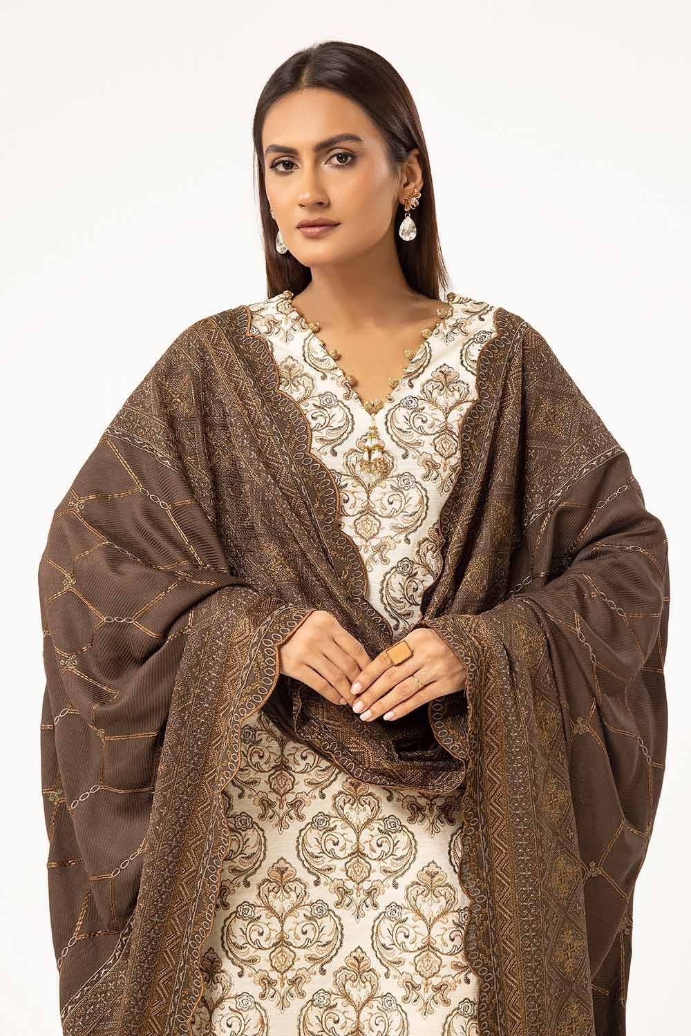 Gul Ahmed | Winter Collection 24 | Twill Cotton Linen Dupatta CV-42011 by Gul Ahmed - Designer Dress - Type: Ladies Clothes - Available at Libayah - 100% Original