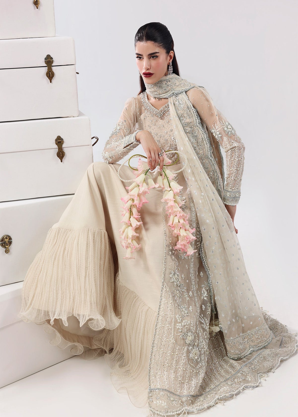 Sardinia | Lamore Luxury Handwork Edit 25 | Pearl Mist by Sardinia - Designer Dress - Type : Ladies Clothes - Available at Libayah - 100% Original 