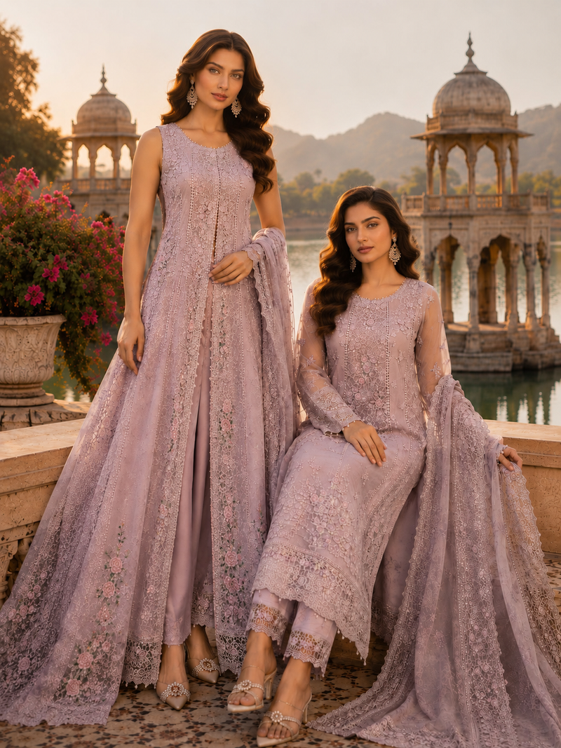 Saadia Asad | Nooriyah Luxury Chiffon | D6 - Vintage Mauve by Saadia Asad - Designer Dress  - Type : Ladies Clothes - Available at Libayah - 100% Original 