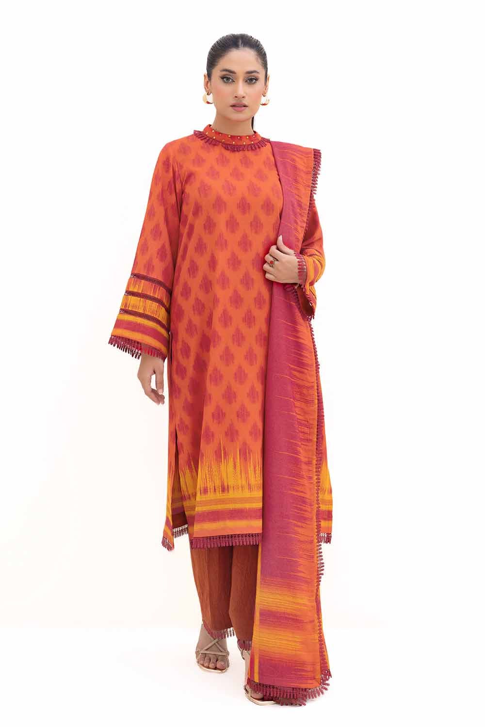 Gul Ahmed | Winter Collection 24 | Dhanak Suit DH-42007 by Gul Ahmed - Designer Dress - Type: Ladies Clothes - Available at Libayah - 100% Original