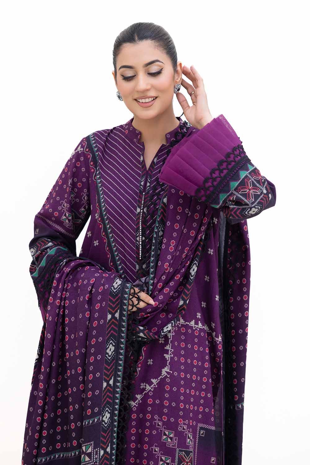 Gul Ahmed | Winter Collection 24 | Dhanak Suit DH-42008 by Gul Ahmed - Designer Dress - Type: Ladies Clothes - Available at Libayah - 100% Original