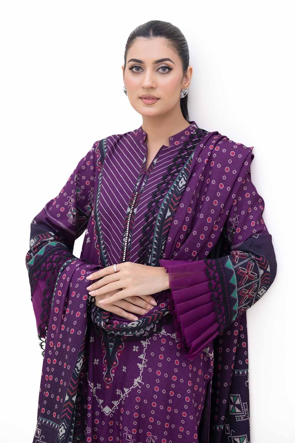 Gul Ahmed | Winter Collection 24 | Dhanak Suit DH-42008 by Gul Ahmed - Designer Dress - Type: Ladies Clothes - Available at Libayah - 100% Original