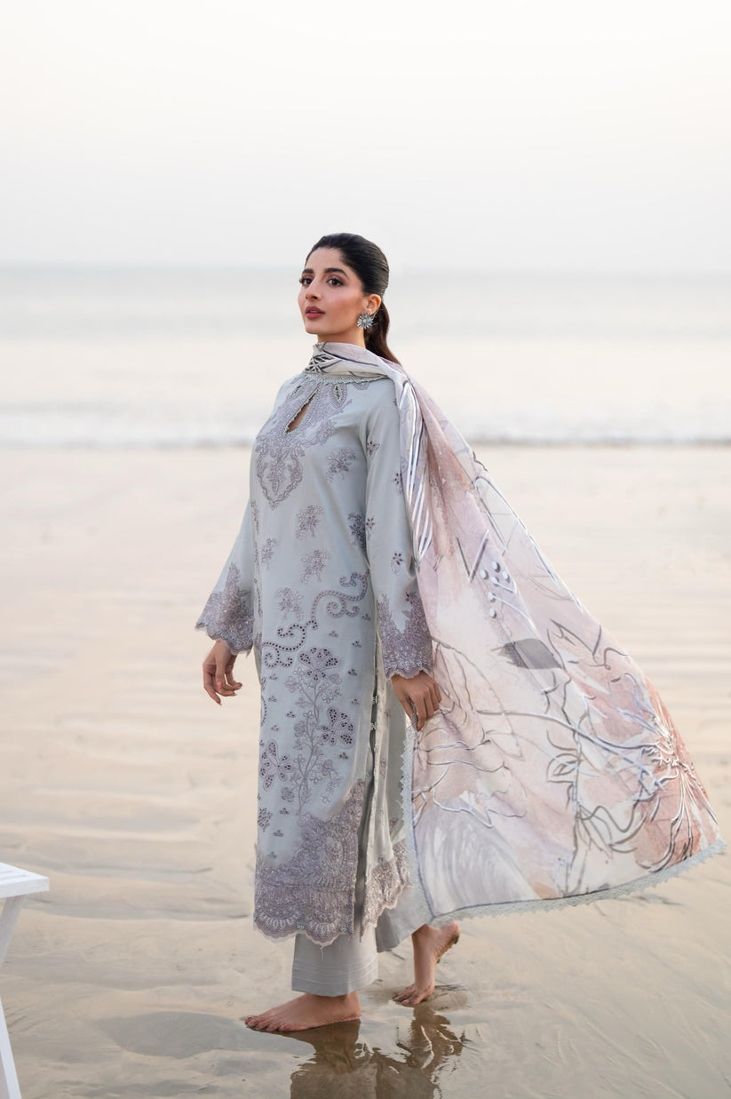 Aabyaan | Saagar Luxury Lawn 25 | ZUMAR (AS-10) by Aabyaan - Designer Dress - Type: Ladies Clothes - Available at Libayah - 100% Original