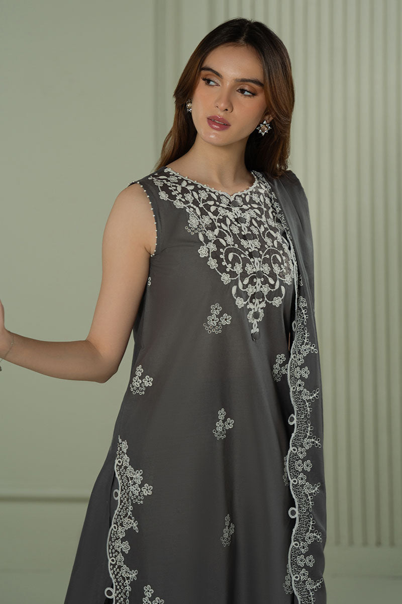 Mahnur | Twilight Luxury Lawn 25 | FLORAL ASH by Cross Stitch - Designer Dress - Type: Ladies Clothes - Available at Libayah - 100% Original