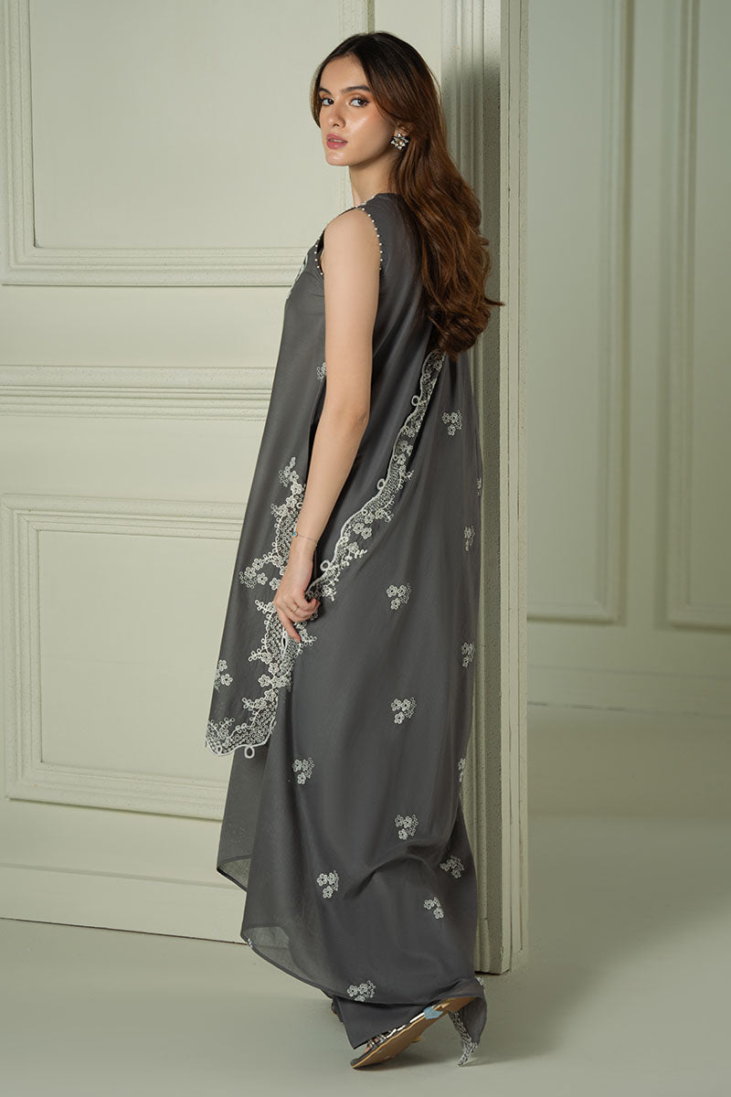 Mahnur | Twilight Luxury Lawn 25 | FLORAL ASH by Cross Stitch - Designer Dress - Type: Ladies Clothes - Available at Libayah - 100% Original