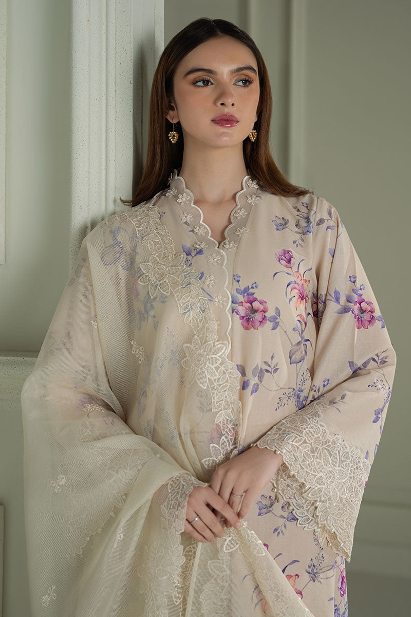 Mahnur | Twilight Luxury Lawn 25 | BLOOMING SAND by Cross Stitch - Designer Dress - Type: Ladies Clothes - Available at Libayah - 100% Original