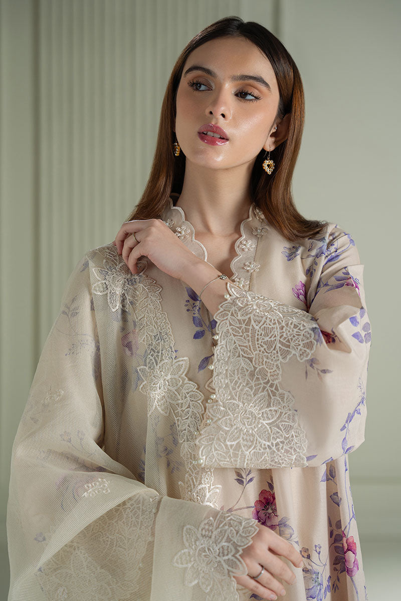 Mahnur | Twilight Luxury Lawn 25 | BLOOMING SAND by Cross Stitch - Designer Dress - Type: Ladies Clothes - Available at Libayah - 100% Original