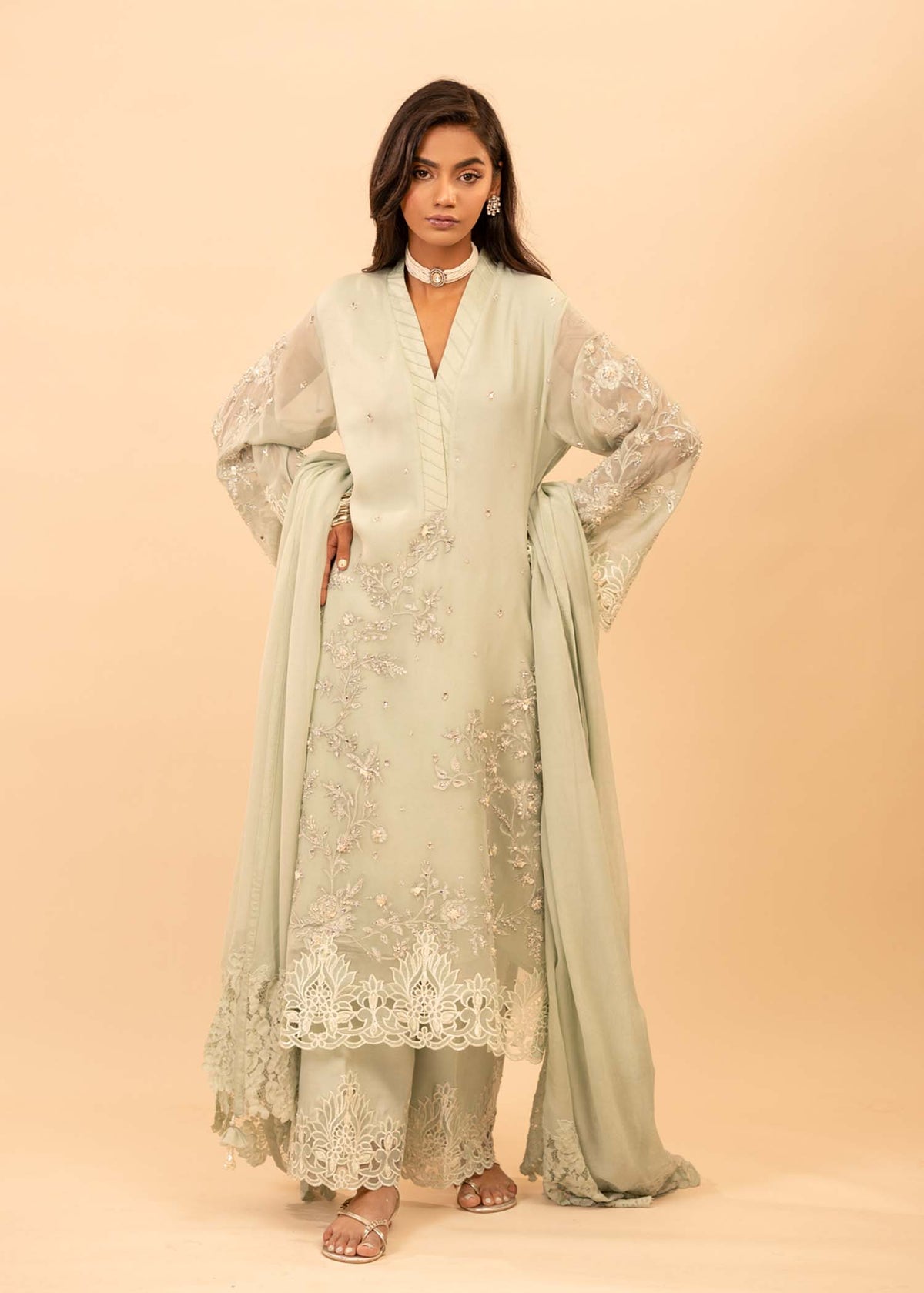 Mahgul | Emerald Hill Formals | Green Pearl by Mahgul - Designer Dress - Type: Ladies Clothes - Available at Libayah - 100% Original