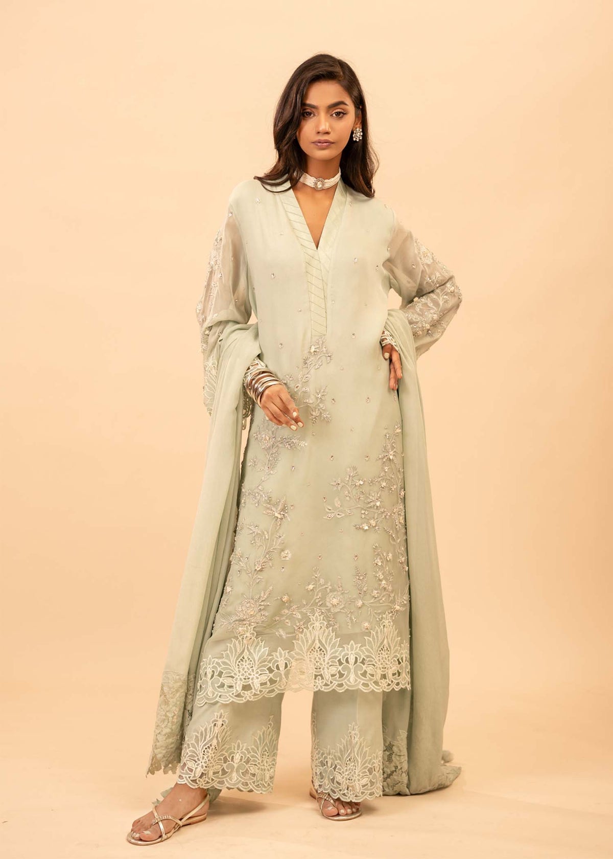 Mahgul | Emerald Hill Formals | Green Pearl by Mahgul - Designer Dress - Type: Ladies Clothes - Available at Libayah - 100% Original