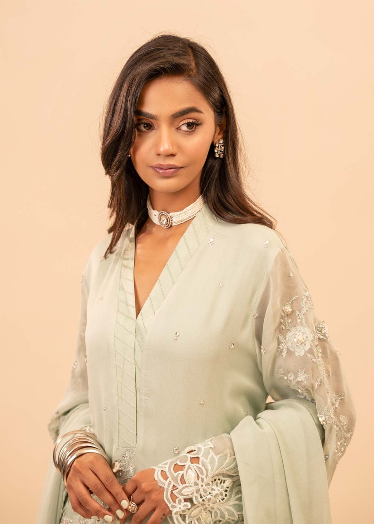 Mahgul | Emerald Hill Formals | Green Pearl by Mahgul - Designer Dress - Type: Ladies Clothes - Available at Libayah - 100% Original