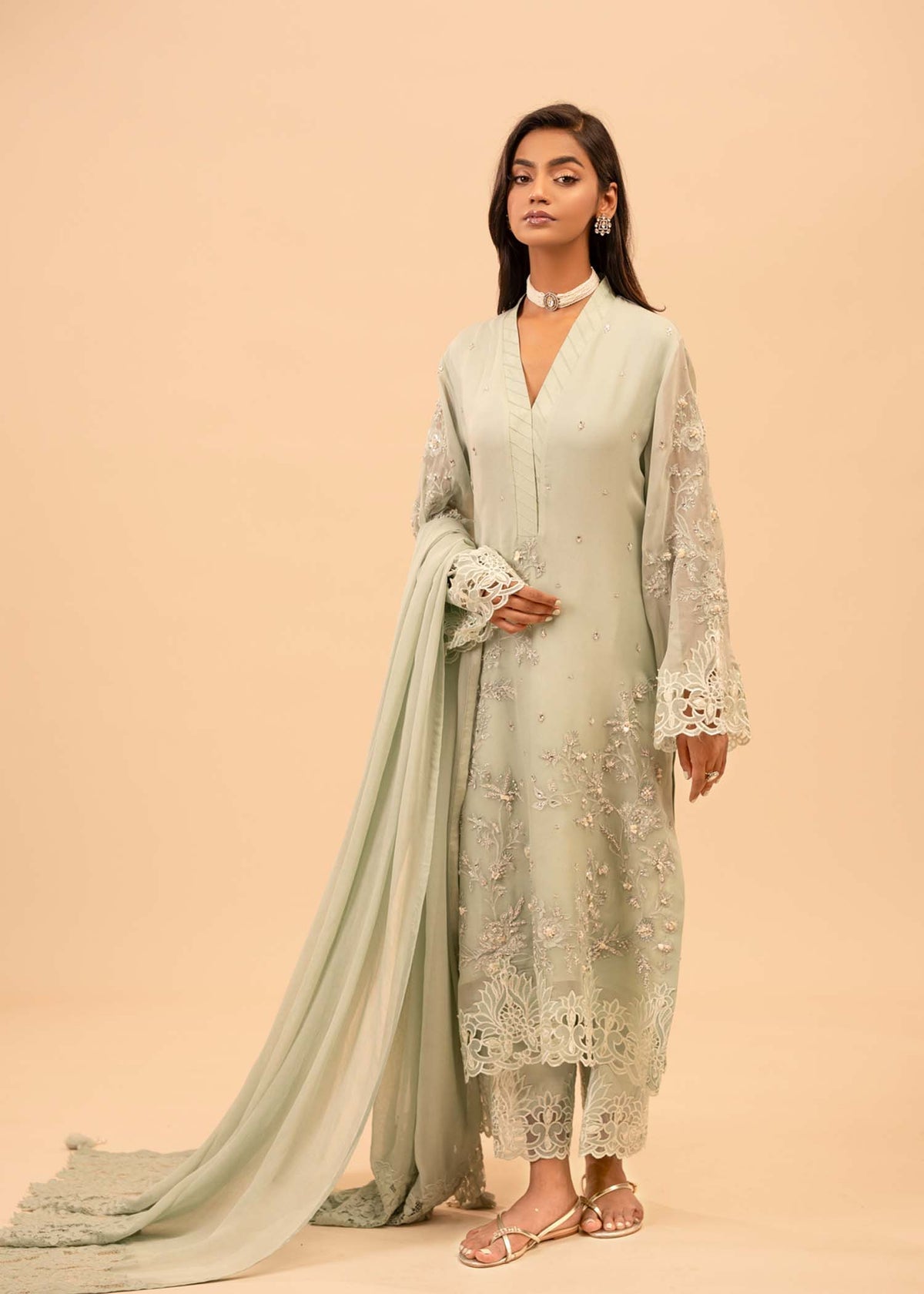 Mahgul | Emerald Hill Formals | Green Pearl by Mahgul - Designer Dress - Type: Ladies Clothes - Available at Libayah - 100% Original
