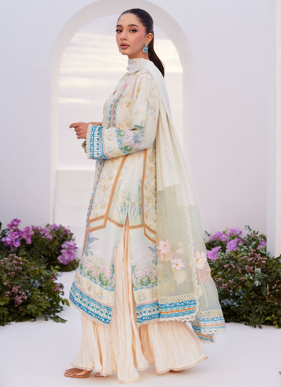 Farah Talib Aziz | Zaza Prints 24 | TURKISH AQUA SHIRT AND DUPATTA by Farah Talib Aziz - Designer Dress - Type: Ladies Clothes - Available at Libayah - 100% Original