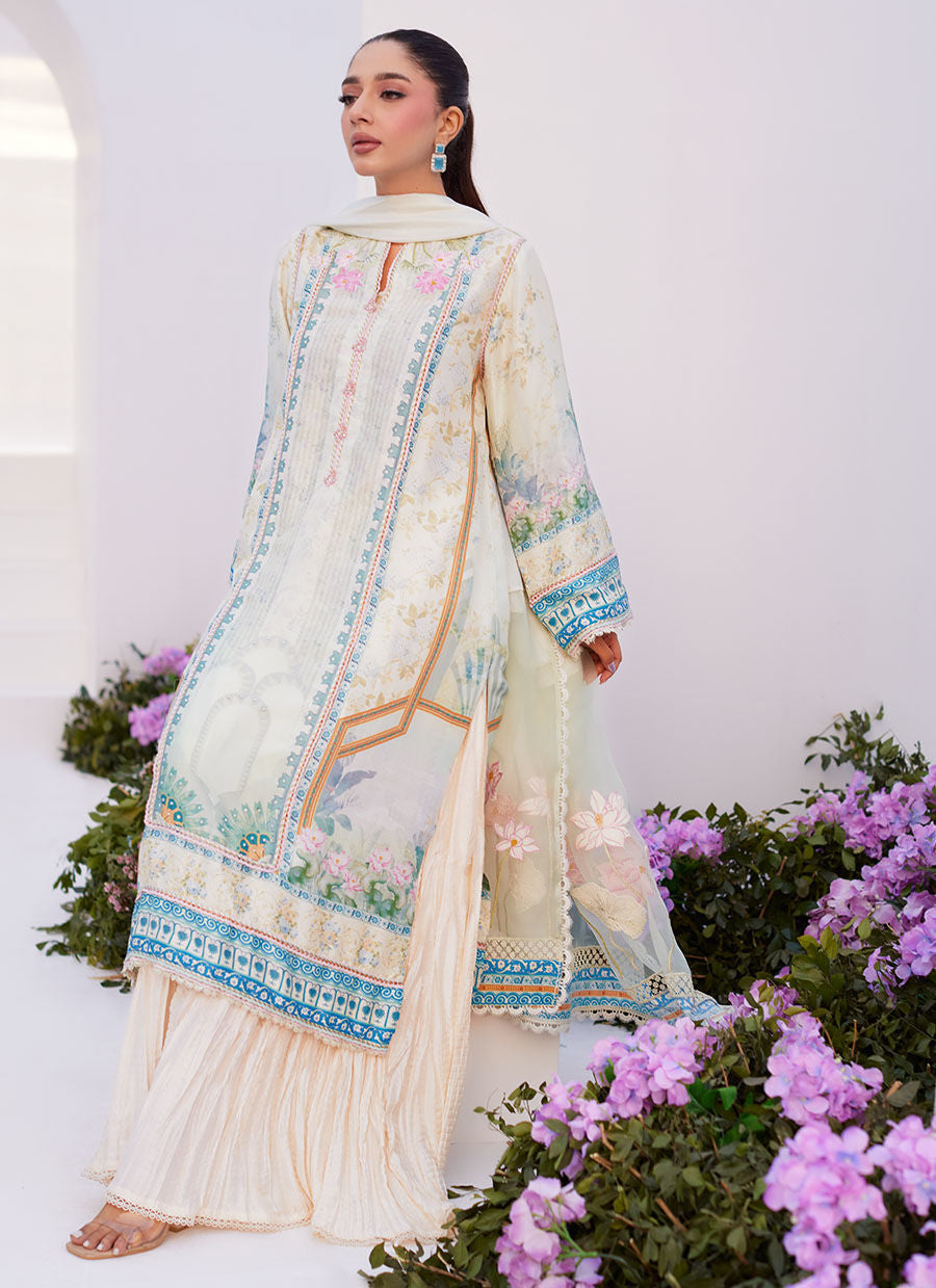 Farah Talib Aziz | Zaza Prints 24 | TURKISH AQUA SHIRT AND DUPATTA by Farah Talib Aziz - Designer Dress - Type: Ladies Clothes - Available at Libayah - 100% Original