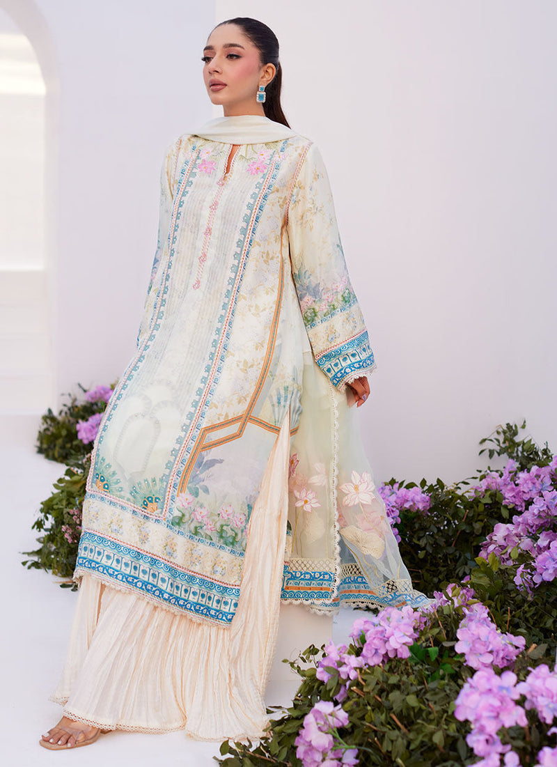 Farah Talib Aziz | Zaza Prints 24 | TURKISH AQUA SHIRT AND DUPATTA by Farah Talib Aziz - Designer Dress - Type: Ladies Clothes - Available at Libayah - 100% Original