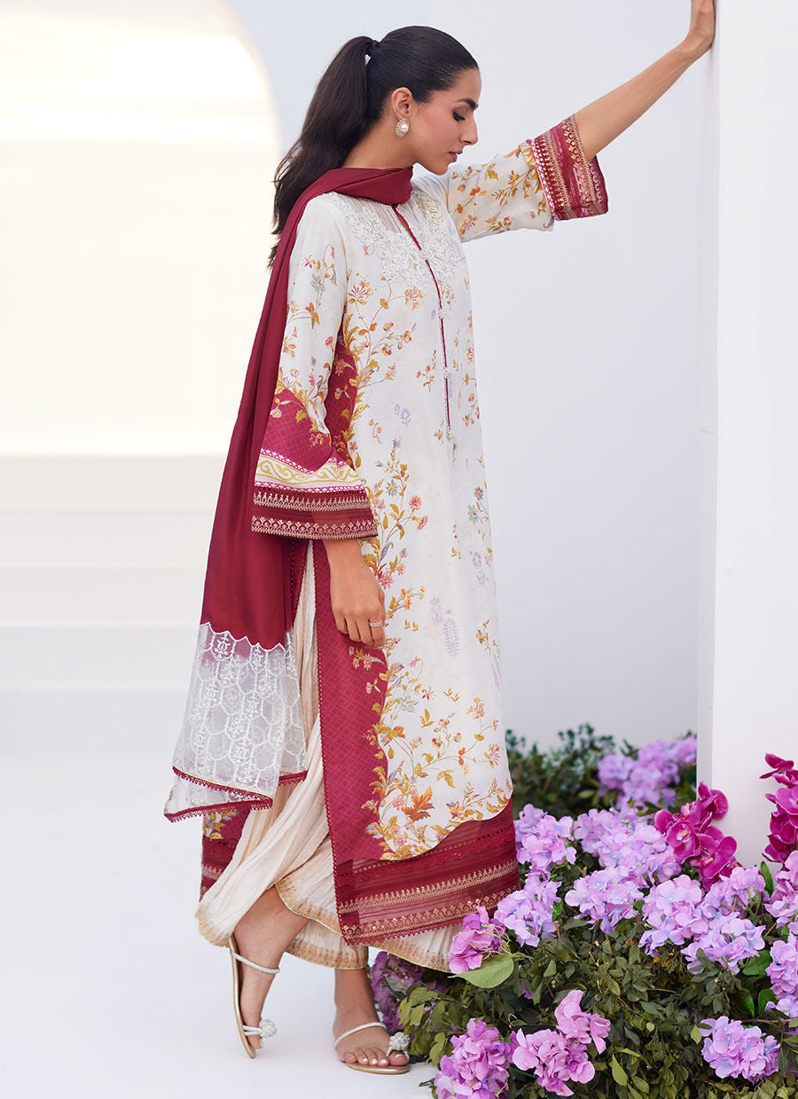 Farah Talib Aziz | Zaza Prints 24 | SANGRIA TRELLIS SHIRT AND DUPATTA by Farah Talib Aziz - Designer Dress - Type: Ladies Clothes - Available at Libayah - 100% Original