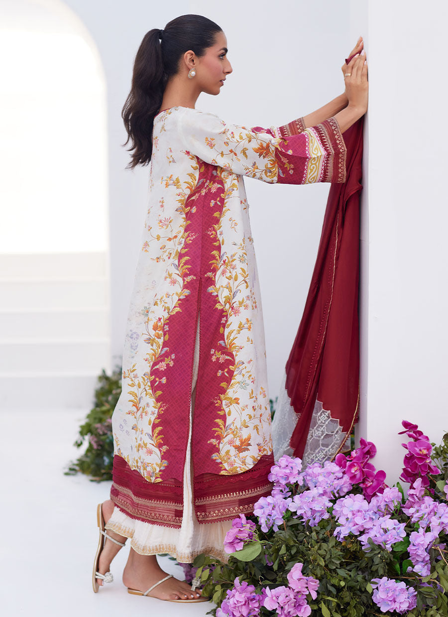 Farah Talib Aziz | Zaza Prints 24 | SANGRIA TRELLIS SHIRT AND DUPATTA by Farah Talib Aziz - Designer Dress - Type: Ladies Clothes - Available at Libayah - 100% Original