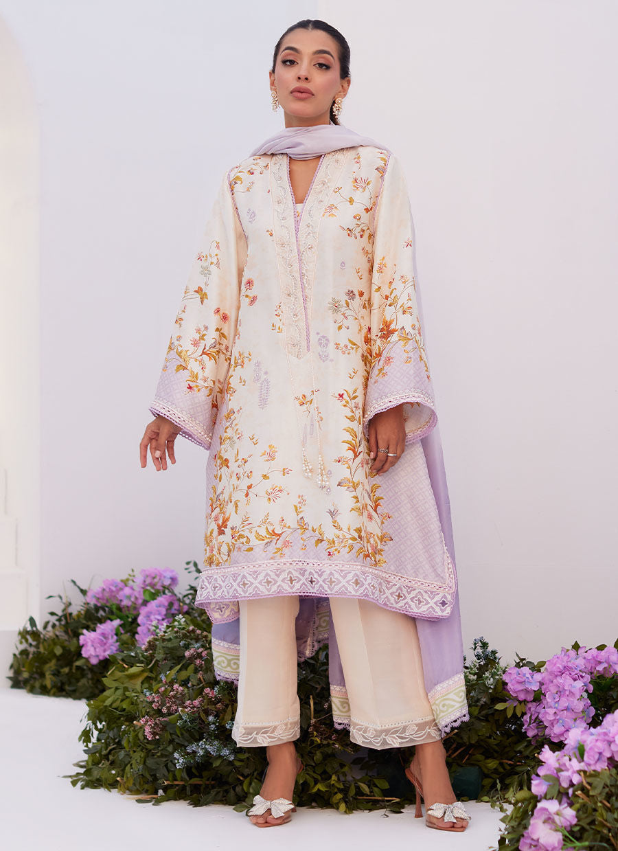 Farah Talib Aziz | Zaza Prints 24 | AMETHYST TRELLIS SHIRT AND DUPATTA by Farah Talib Aziz - Designer Dress - Type: Ladies Clothes - Available at Libayah - 100% Original