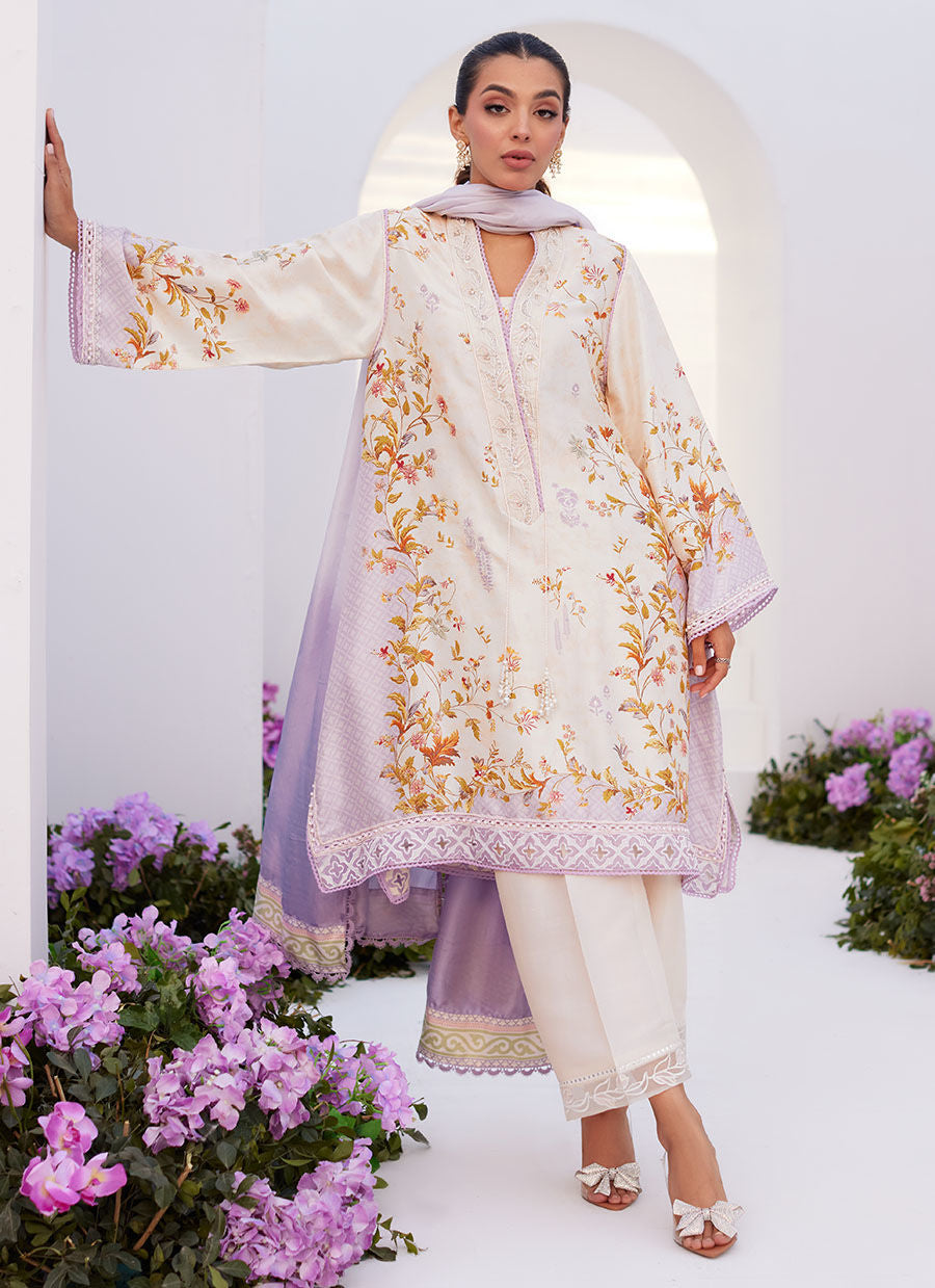 Farah Talib Aziz | Zaza Prints 24 | AMETHYST TRELLIS SHIRT AND DUPATTA by Farah Talib Aziz - Designer Dress - Type: Ladies Clothes - Available at Libayah - 100% Original