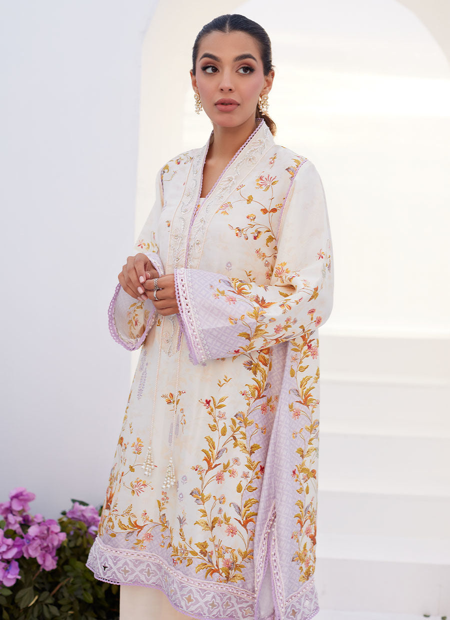 Farah Talib Aziz | Zaza Prints 24 | AMETHYST TRELLIS SHIRT AND DUPATTA by Farah Talib Aziz - Designer Dress - Type: Ladies Clothes - Available at Libayah - 100% Original