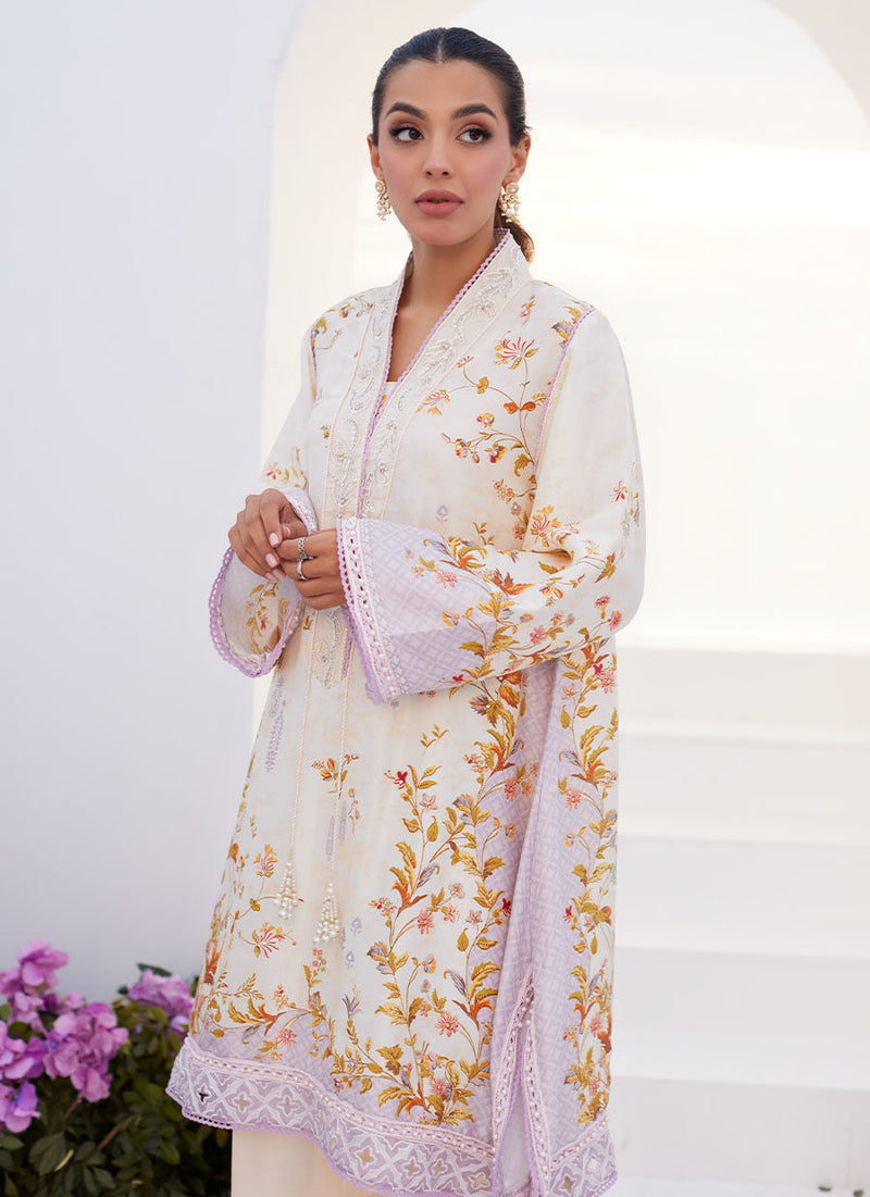 Farah Talib Aziz | Zaza Prints 24 | AMETHYST TRELLIS SHIRT AND DUPATTA by Farah Talib Aziz - Designer Dress - Type: Ladies Clothes - Available at Libayah - 100% Original