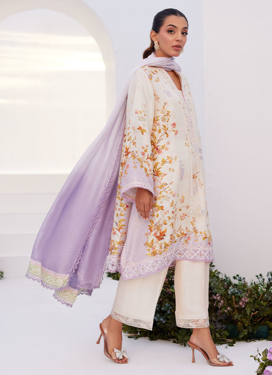 Farah Talib Aziz | Zaza Prints 24 | AMETHYST TRELLIS SHIRT AND DUPATTA by Farah Talib Aziz - Designer Dress - Type: Ladies Clothes - Available at Libayah - 100% Original