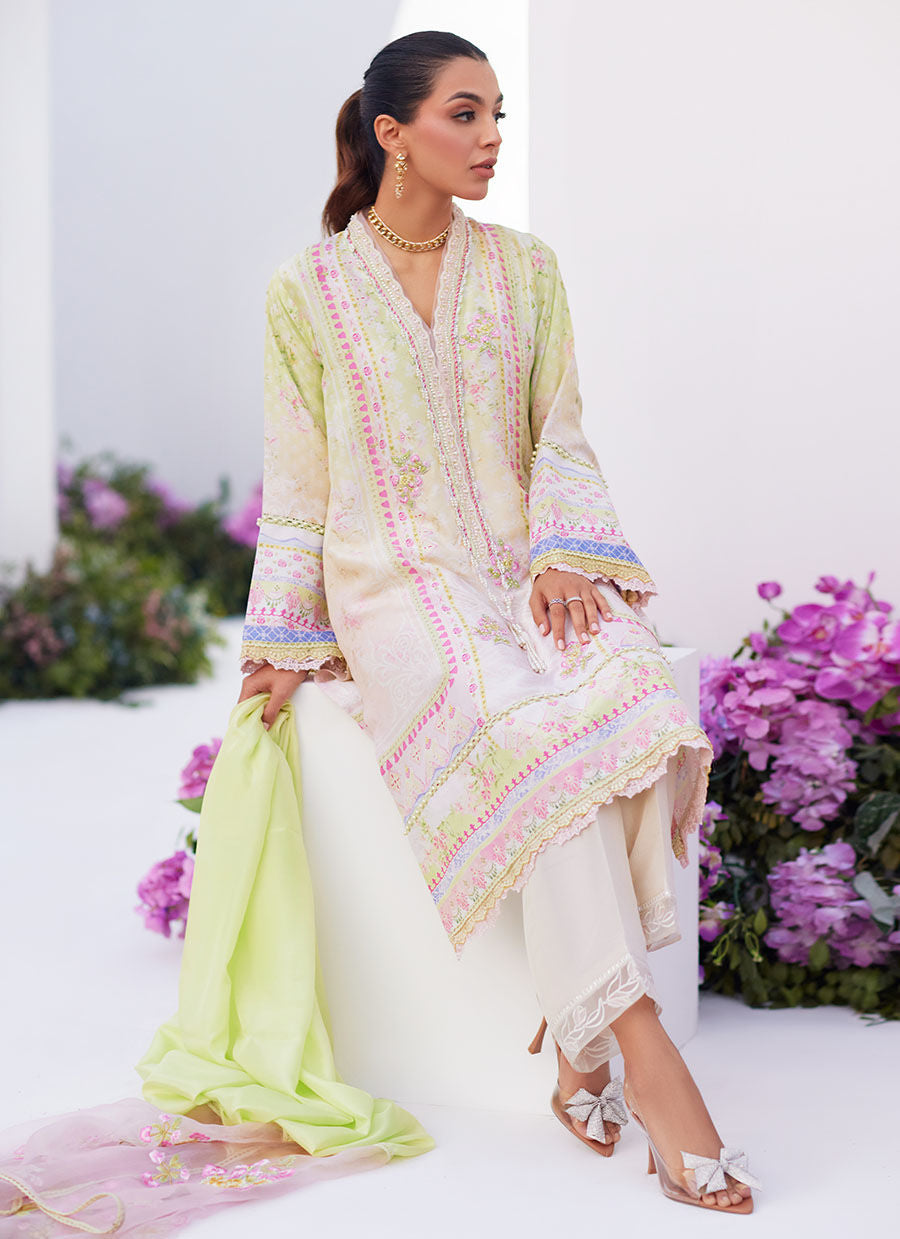 Farah Talib Aziz | Zaza Prints 24 | PEAR OMBRÈ SHIRT AND DUPATTA by Farah Talib Aziz - Designer Dress - Type: Ladies Clothes - Available at Libayah - 100% Original