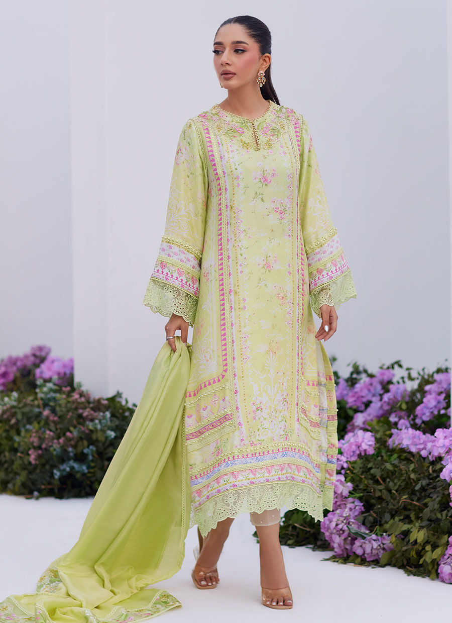 Farah Talib Aziz | Zaza Prints 24 | KELLY LIME SHIRT AND DUPATTA by Farah Talib Aziz - Designer Dress - Type: Ladies Clothes - Available at Libayah - 100% Original