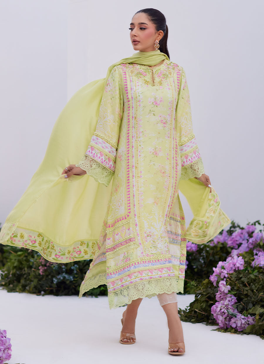 Farah Talib Aziz | Zaza Prints 24 | KELLY LIME SHIRT AND DUPATTA by Farah Talib Aziz - Designer Dress - Type: Ladies Clothes - Available at Libayah - 100% Original